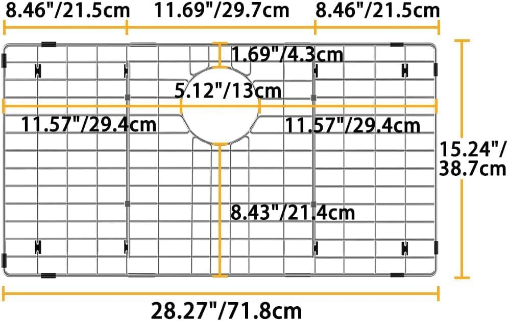 Large Sink Rack,Stainless Steel Sink Protector for Kitchen Sink,28.3"L×15.3"W,Sink Grid for Bottom of Sink,Metal Sink Grate with Rear Drain,1 pack - Image 4