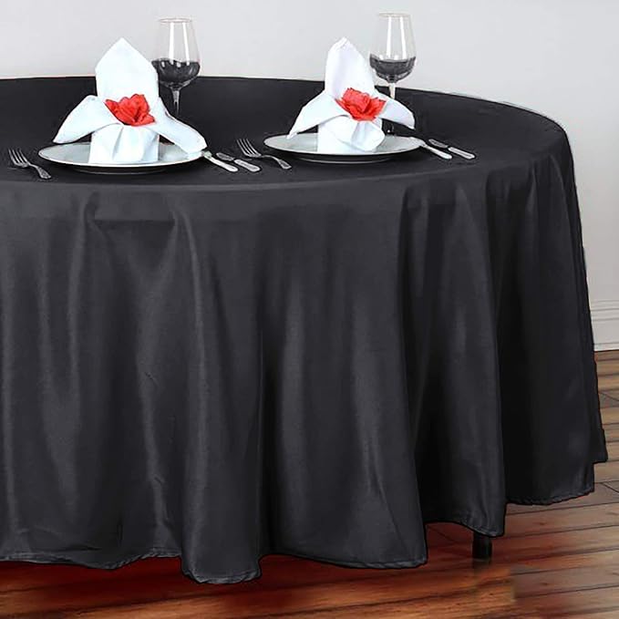 Balsa Circle 6 pcs 108 inch Black Round Polyester Tablecloths Fabric Table Cover Linens for Wedding Party Banquet Reception Events Kitchen Dining - Image 7