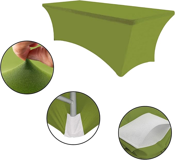 MDS® Pack of 15 Spandex Tablecloth 4FT Tight Fitted Stretch Table Cover – Washable Wrinkle-Free Reusable Elastic Patio Tablecloth for Wedding, Party, Banquet, Trade Show, Event Décor - Apple Green - Image 5