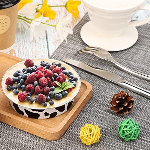 Beasea 4” 20 Pack Mini Tart Pans With Lids, Cow Print Aluminum Pie Pan 8 Oz Pie Pan Tin Tart Cupcake Disposable Pans for Pizza Pies Quiche - Image 5