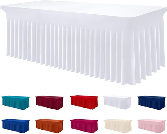 Smiry Spandex Elastic Fitted Table Cloth Skirt for 5FT Rectangle Table by Smiry