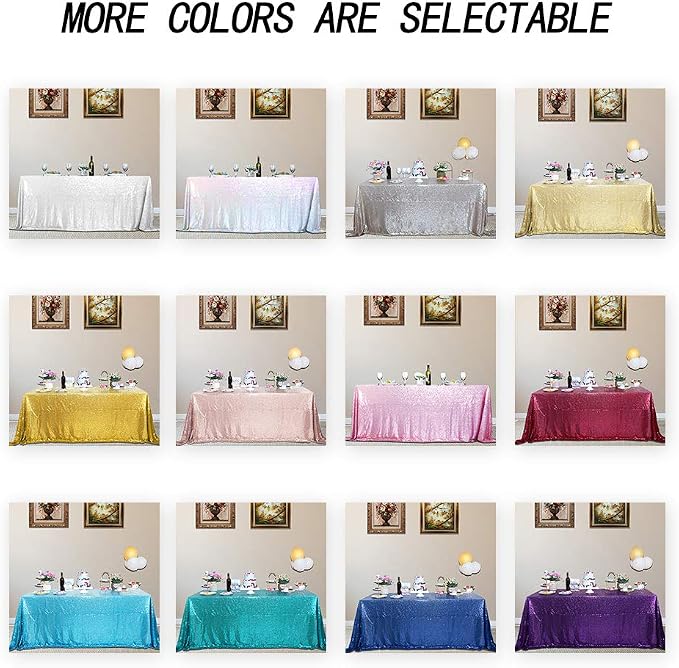 JYFLZQ Iridescent White Sequin Tablecloth 90x132 Inch Rectangle - Image 8