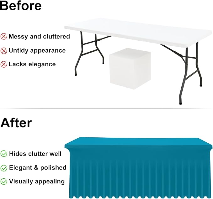 Moosfor 2 Pack Spandex Fitted Rectangle Tablecloth, Elastic Table Skirt - Image 4