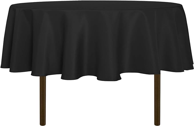 sancua Round Tablecloth 70 Inch Fits 20-58 Inch Tables, Black by sancua