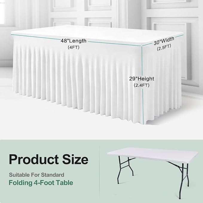BDDC One-Piece Spandex Table Cloth Skirt for 4FT Rectangle Tables - Image 3