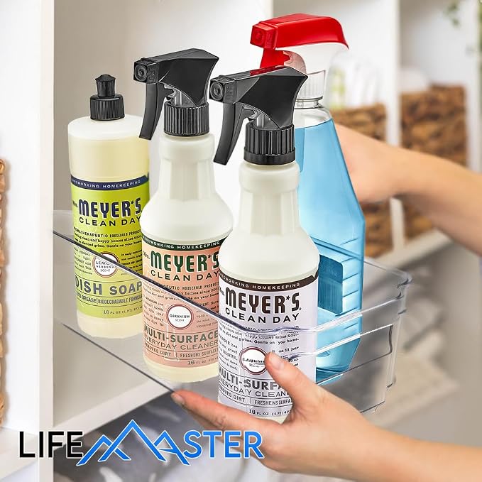 8-Piece Stackable Refrigerator Bin Organizer Set with Easy Grip Handles - Clear Multi-Purpose Storage Bins for Fridge and Pantry Use - Image 7