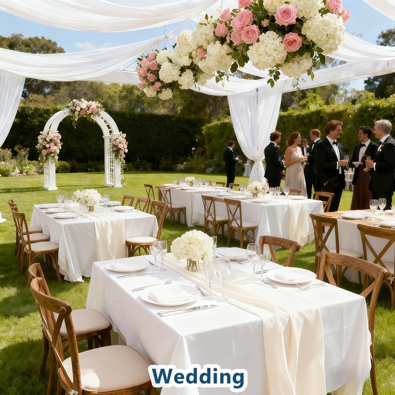 Rectangle Tablecloth 60" x 84", White Washable Polyester Table Cloth, Wipeable Table Cover for Dining, Wedding, Birthday, Party, Banquet Decor, 8 Pack - Image 4
