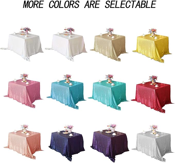 JYFLZQ Navy Blue Sequin Tablecloth Glitter Table Cover 50''x80'' Rectangle - Image 8