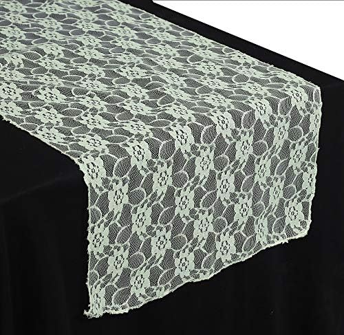 MDS Pack of 25 Wedding 12 x 108 inches Lace Table Runner for Wedding, Decorations for Birthday Parties, Banquets, Graduations, Engagements, and Runners fit Rectangle, Round Table- Ivory by MDS
