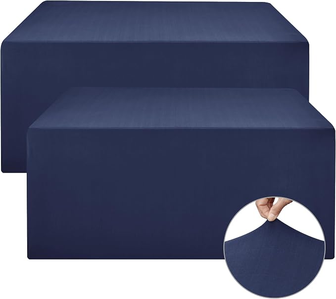 Rectangle Spandex Fitted Tablecloths For Vendor 2 Pcs 72X30 Inch Navy by Nasitoshomedecor