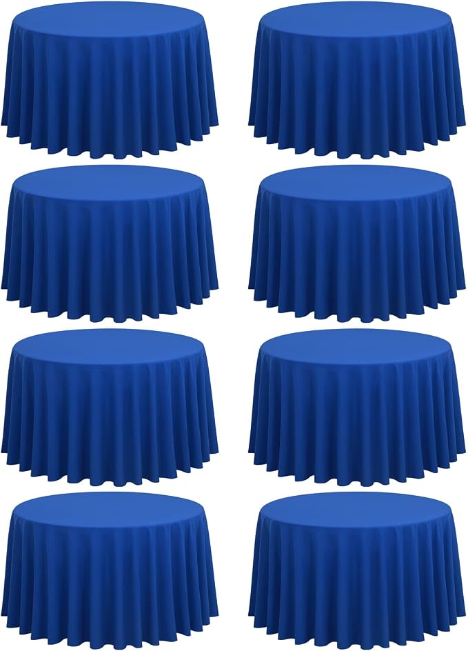 8 Pack Royal Blue Round Tablecloths, Diameter of 120 inch by FXKS