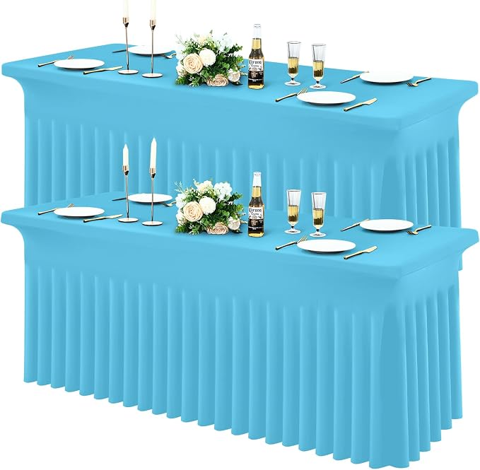 Moosfor 2 Pack Spandex Fitted Rectangle Tablecloth, Elastic Table Skirt by Moosfor