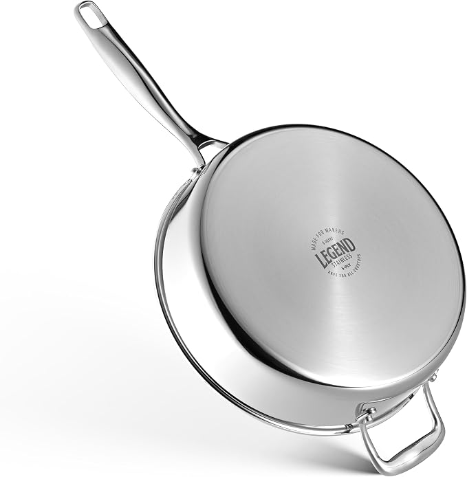 LEGEND COOKWARE 5-Ply Stainless Steel 5-Quart Saute Pan with Lid - Induction Compatible, Oven Safe 800°F - Non-Toxic, No Coatings - Even Heating, Won't Warp - Built to Last Generations - Image 6