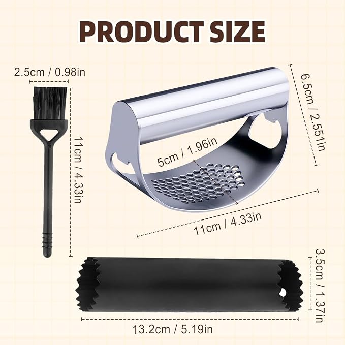 Stainless Steel Garlic Presser, Upgrade Rocker Crusher Masher with Garlic Peeling, 2026 New Portable Manual Stainless Steel Garlic Press for Home Kitchen Utensils (1) - Image 6