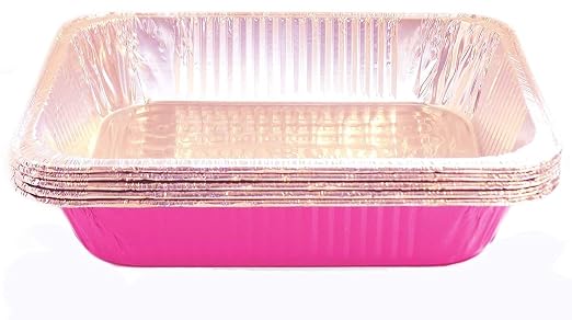 Tiger Chef Full Size Pink Disposable Aluminum Foil Steam Table Baking Pans, 19 5/8in x 11 5/8in x 2 3/16 inches Deep Disposable Chafing Pans 25-Pack by TigerChef