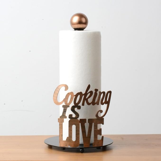 HAUCOZE Text Paper Towel Holder Countertop Metal Paper Roll Stand 13.4 Inch - Image 5