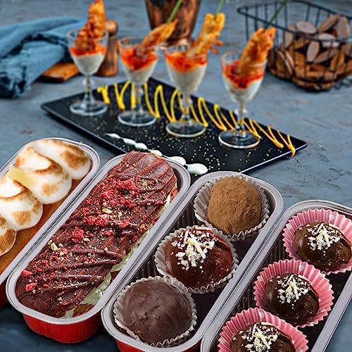 25Pack 6.8Oz Mini Cake Pans Disposable Mini Loaf Pans with Lids and Spoons and Stickers, Aluminum Pans for Baking Bread, Individual Dessert Cups for Sales,Party,Picnics,Celebration (Red) - Image 4