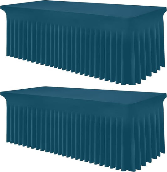 Smiry 2 Pack Spandex Elastic Fitted Table Cloth Skirt for 6FT Table by Smiry