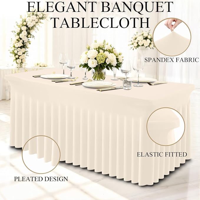 Moosfor 2 Pack Spandex Fitted Rectangle Tablecloth, Elastic Table Skirt - Image 3