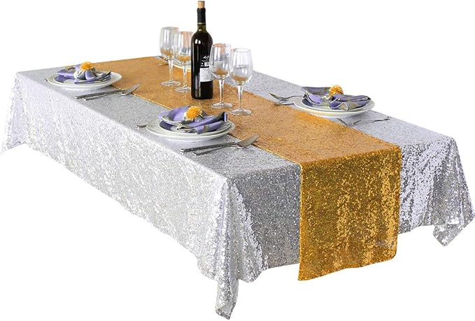 JYFLZQ Gold Table Runner 12"x108" Sequin Glitter Sparkly Runners Wedding Birthday Party Supplies - Image 8