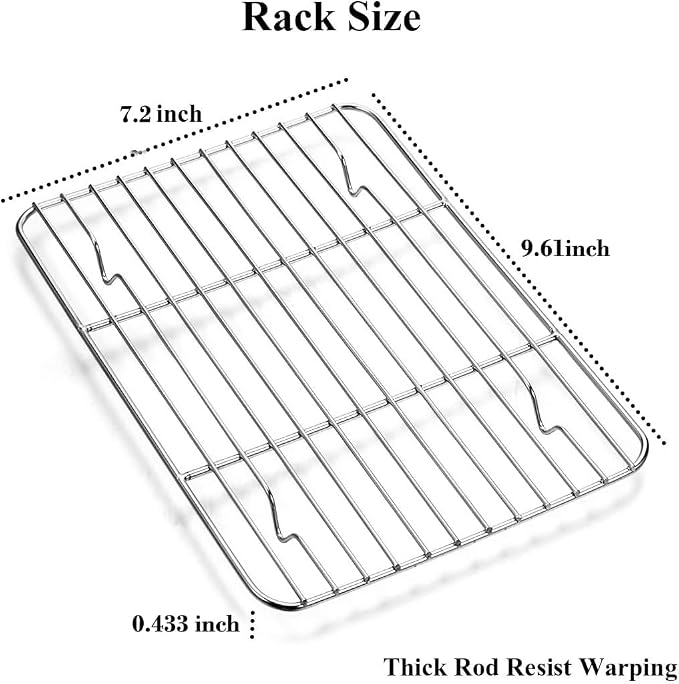 Wildone Baking Sheet with Rack Set [2 Sheets + 2 Racks], Stainless Steel Cookie Pan baking Tray with Cooling Rack, Size 10 x 8 x 1 Inch, Non Toxic & Heavy Duty & Easy Clean - Image 5