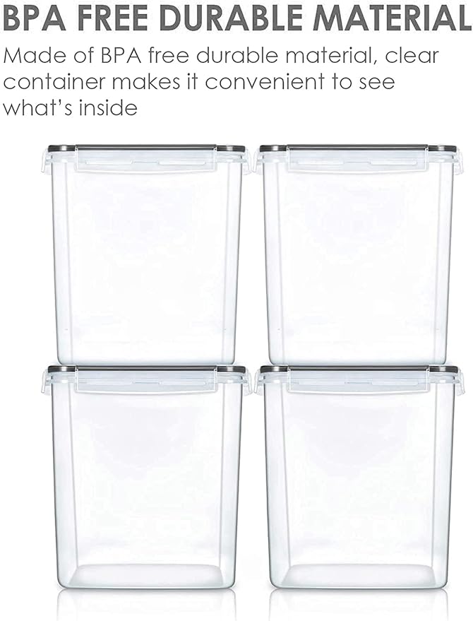 Vtopmart 2.5 L Flour Sugar Storage Containers, 4 PCS, Black | Airtight Seal, Multiple Sizes, BPA Free, Food Grade Material, Dishwasher Safe (Not Lids) - Image 5