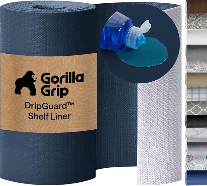 GORILLA GRIP Shelf Liner, Kitchen Drawer Protector, 17.5x240 Navy Blue by Unknown