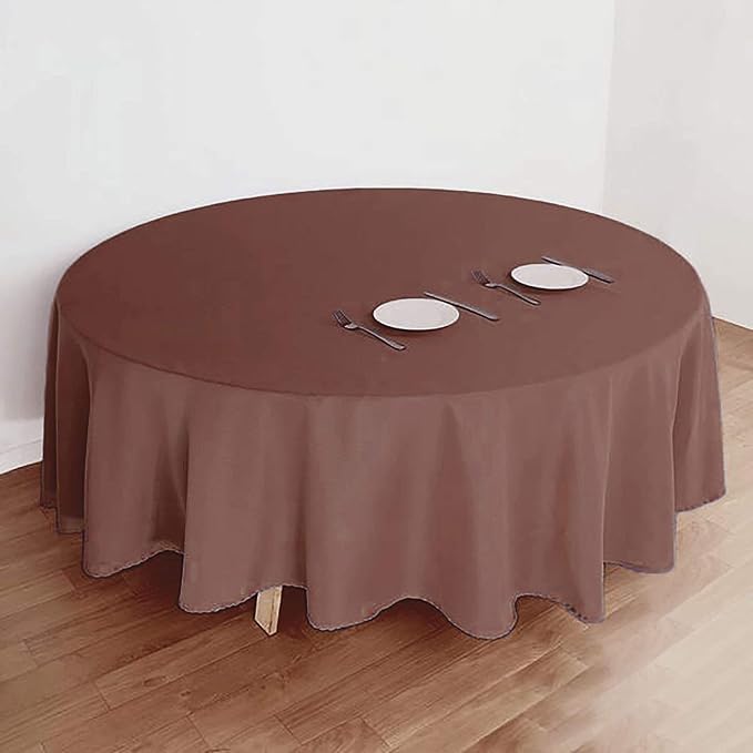 Balsa Circle 6 pcs 108 inch Chocolate Brown Round Polyester Tablecloths Fabric Table Cover Linens for Wedding Party Banquet Reception Events Kitchen Dining - Image 7