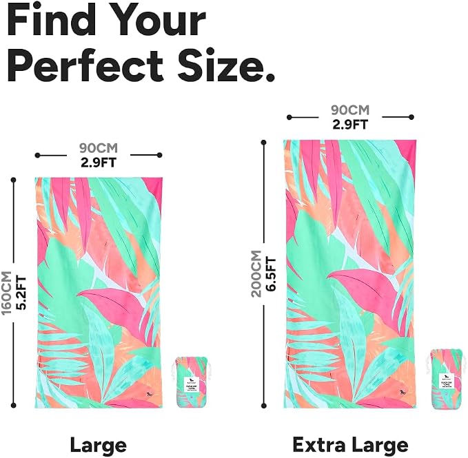 Dock & Bay Beach Towel - Quick Dry, Sand Free - Compact, Lightweight - 100% Recycled - Includes Bag - Hot Tropics - Large (160x90cm, 63x35) - Image 5