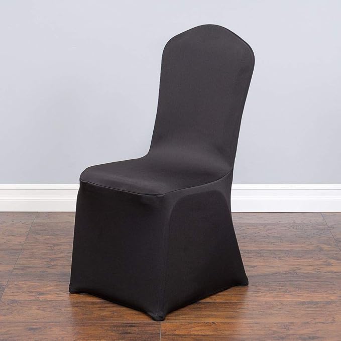 Linenlanding Set of 1/10/50Pcs Hotel Banquet Dining Spandex Stretch Chair Covers - Wedding Reception Banquet Party Restaurant, 17 Colors! (1, Black) by LTC+LINENS