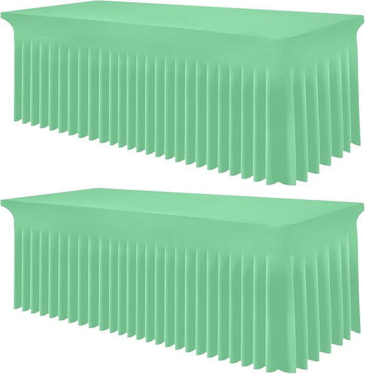 Smiry 2 Pack Spandex Elastic Fitted Table Cloth Skirt for 6FT Table by Smiry
