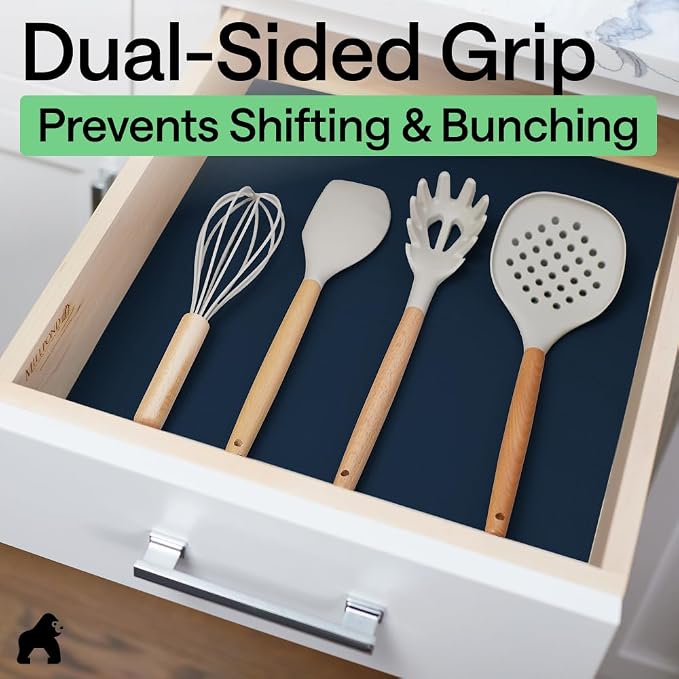 GORILLA GRIP Shelf Liner, Kitchen Drawer Protector, 17.5x240 Navy - Image 4