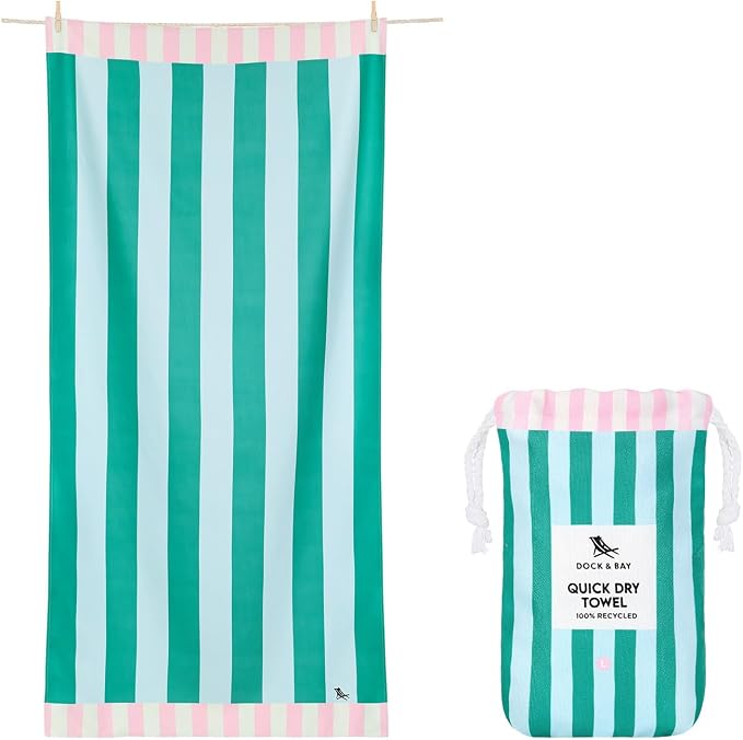Dock & Bay Beach Towel - Quick Dry, Sand Free - Compact, Lightweight - 100% Recycled - Includes Bag - Pastel Pier - Extra Large (200x90cm, 78x35) by DockBay