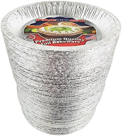 Pactogo Aluminum Foil Pie Pan (Actual Top-Out 9-5/8 Inches - Top-In 8-3/4 Inches - Vertical Depth 1-3/16 Inches) - Disposable Baking Tin Plates with Clear Plastic Hinged Containers (Pack of 100 Sets) - Image 3