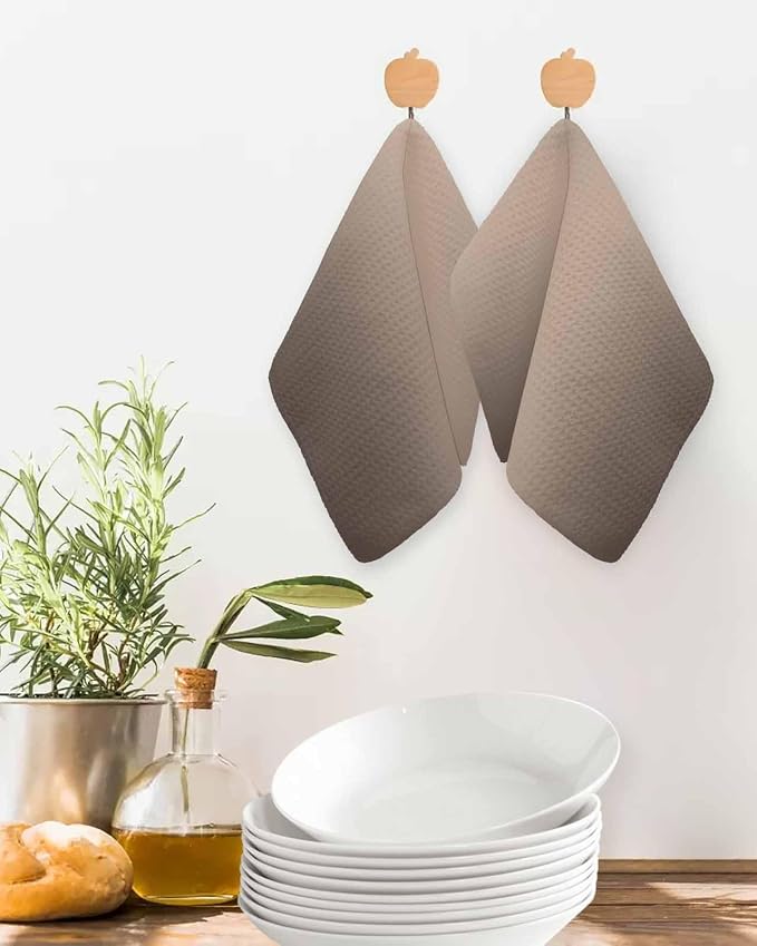 Ombre Dark Brown Dish Towels Set, Waffle Weave Kitchen Towels Microfiber Towels Cleaning, Modern Minimalist Gradient Solid Color Soft Absorbent Dish Drying Towels Hand Towels 4 Pack 12x12 Inch - Image 2