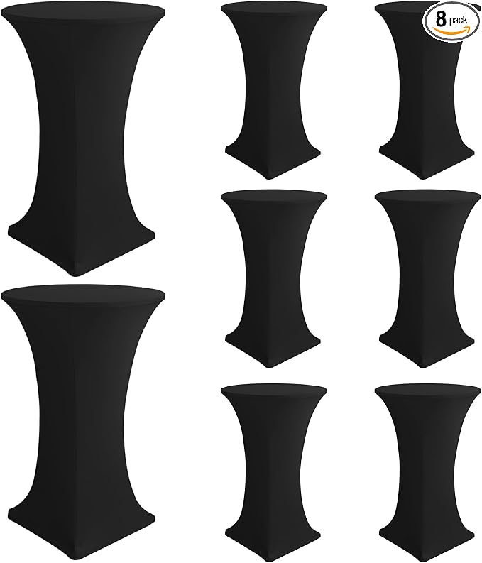 Cocktail Table Covers-Black Spandex Round High Top Table Cloths Party by Enjoyidea