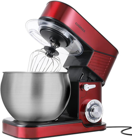 Stand Mixer, CUSIMAX 6.5QT Stainless Steel kitchen Electric Mixer 6-Speeds Tilt-Head Dough Mixers for Home Use with Dough Hook, Wire Whisk & Flat Beater, Splash Guard, Red