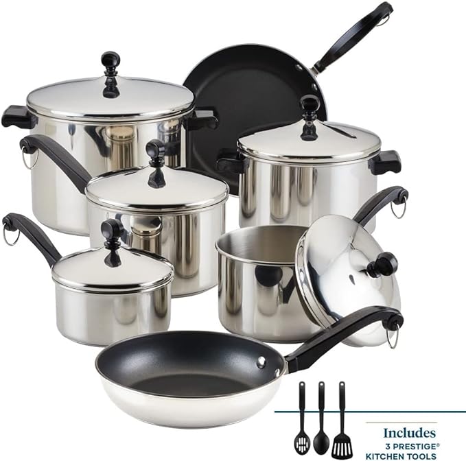 Farberware Classic Series Stainless Steel Pots and Pans Set, 15-Piece - Image 2