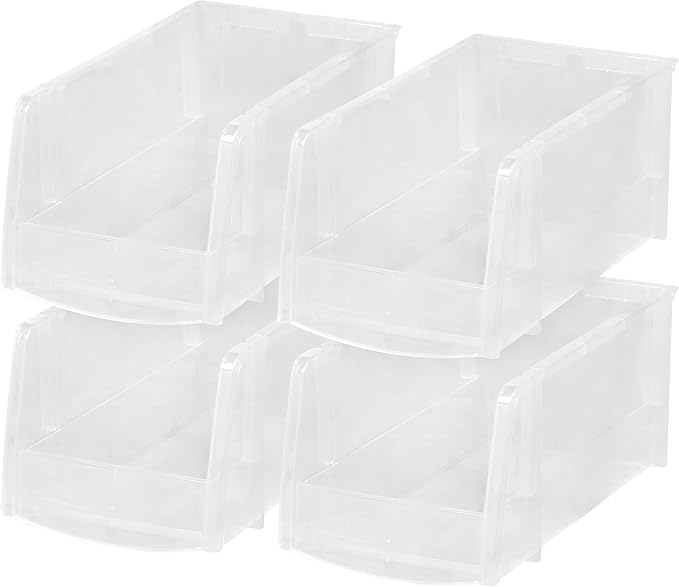 IRIS USA 4-Pack, Medium Plastic Stackable Storage Bin Organizer, Clear - Image 4