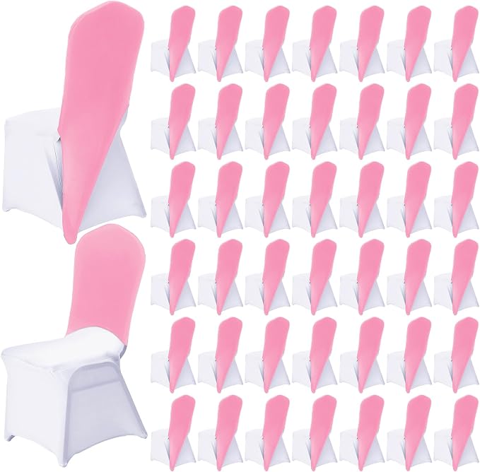 Mindsoft 40 Pcs Chair Cap Covers Spandex Chair Hood Sash Hat Bands Folding Stretch Elastic Cover for Wedding Holidays Banquet Party Celebration (Light Pink) by Mindsoft