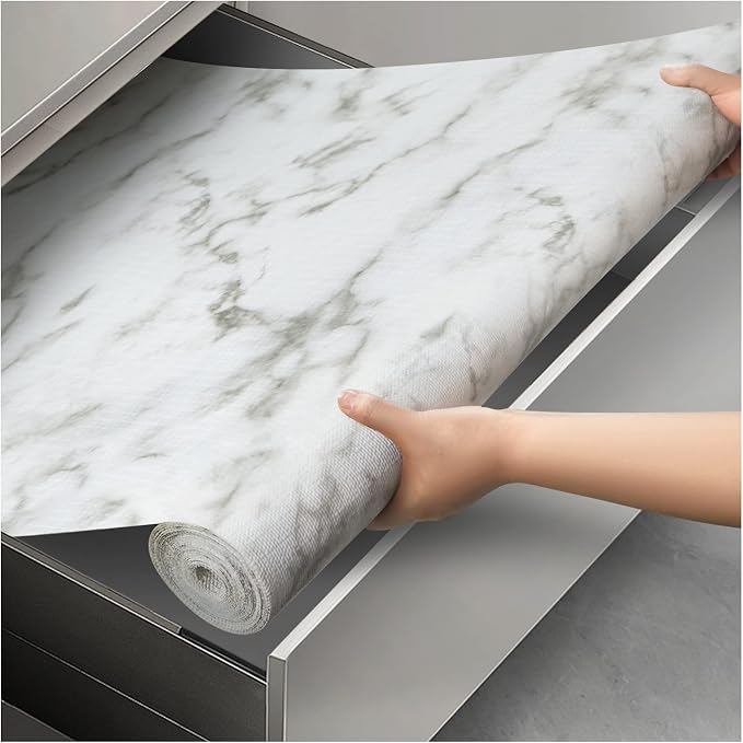 Viseeko Shelf and Drawer Liner for Kitchen Cabinet, Marble, 24in x 10ft by Viseeko