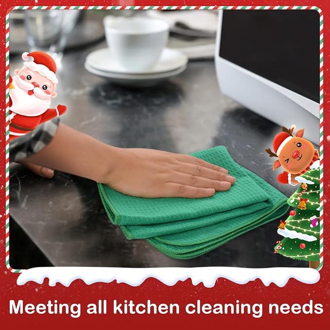 SINLAND Sublimation Blank Towels Waffle Kitchen Towel Green 16x24 10 Pack - Image 4