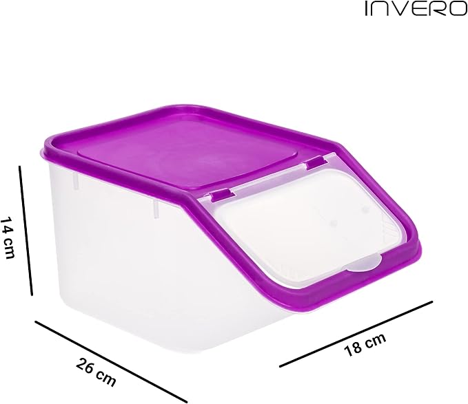 Invero® 4x Set of Kitchen Dry Food Storage Plastic Tub Containers with Scoop ideal for Pasta, Cereal, Rice, Pet Food and more - Image 7