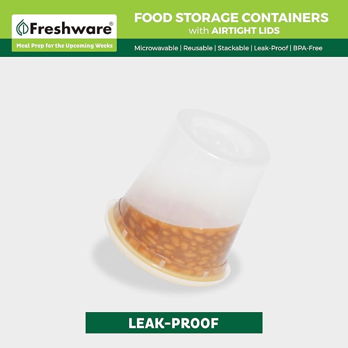 Freshware Food Storage Containers 24 oz Plastic Deli Containers with Lids, Slime, Soup, Meal Prep Containers, BPA Free, Stackable, Leakproof, Microwave/Dishwasher/Freezer Safe, 48 count (pack of 1) - Image 4