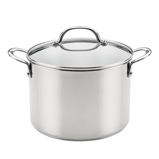 Farberware Millennium Stainless Steel Stockpot with Lid, Induction Ready, Compatible with All Cooktops, Metal Utensil Safe, 8 Quart Dutch Oven, Dishwasher Safe - Stainless Steel by Farberware