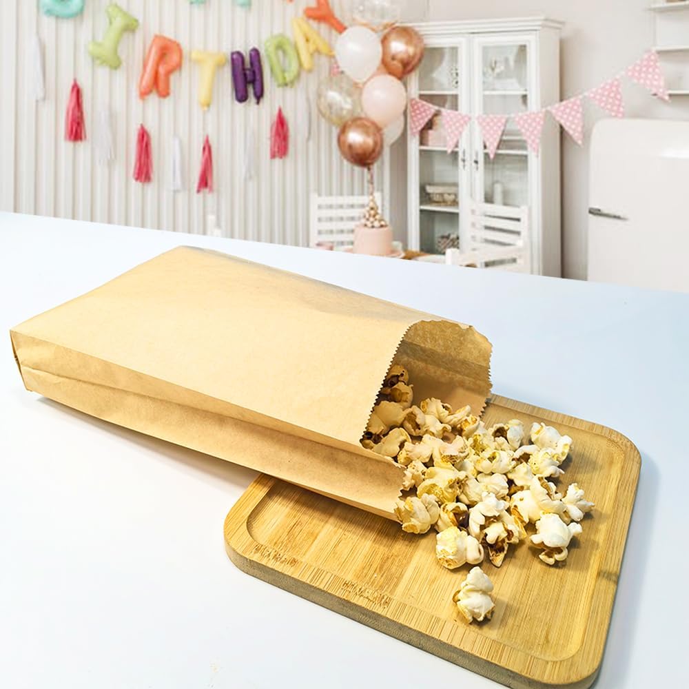 Paper Sandwich Bags 6 x 9.5 x 1.6-inch Parchment Wax Paper Sandwich Lunch Kraft Glassine Bakery Snack Cookies Treats Greaseproof Bags for Lunch Box 50 Pack