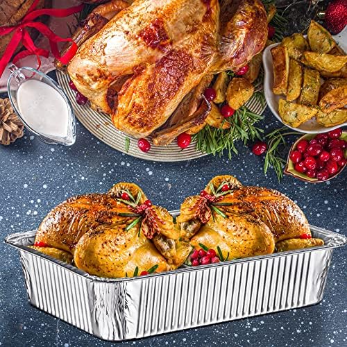 Diplastible Oblong Disposable Aluminum Pans with Lids - 100 Pack - 11x7x3 in 8-lb Pan with Foil Covers Perfect for Baking Cooking Food and Storage Container - Image 4
