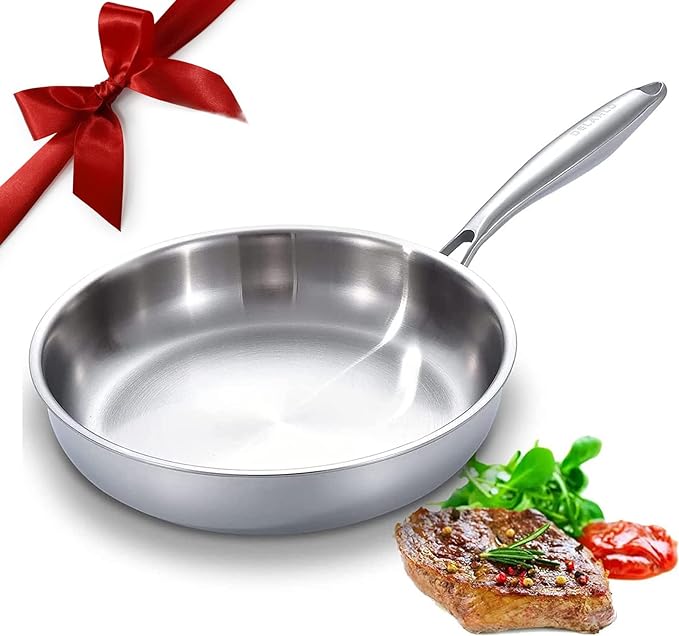 DELARLO Tri-Ply Stainless Steel Pan,18/10, 12.5" by DELARLOCOOKWARE
