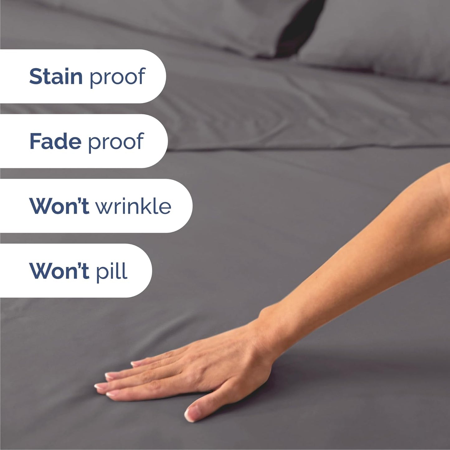 Cal King Size 4 Piece Sheet Set - Comfy Breathable & Cooling Bed Sheets Set - Hotel Luxury Bedding for Women, Men, Kids, Teens, Boys & Girls - Deep Pockets, Soft, Wrinkle Free - Oeko-Tex - Dark Grey