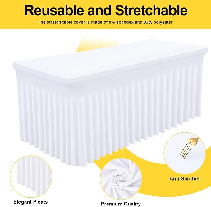 Smiry 2 Pack Spandex Elastic Fitted Table Cloth Skirt for 4FT Table - Image 2